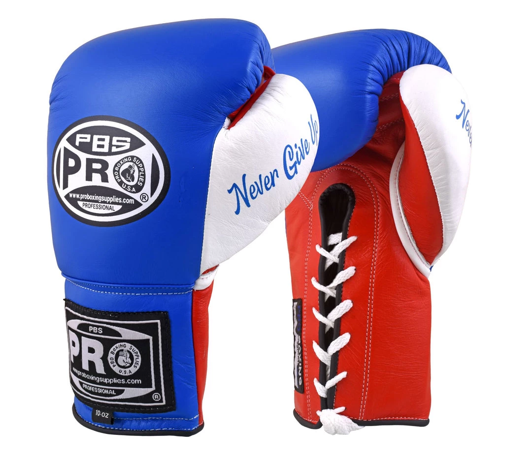 Pro Boxing Supplies Pro Boxing® Official Pro Fight Gloves - Blue/Red/White 1 Pro Boxing Supplies Pro Boxing® Official Pro Fight Gloves - Blue/Red/White