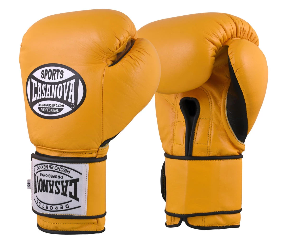 Pro Boxing Supplies Casanova Boxing® Hook And Loop Training Fight Gloves - Yellow 1 Pro Boxing Supplies Casanova Boxing® Hook And Loop Training Fight Gloves - Yellow