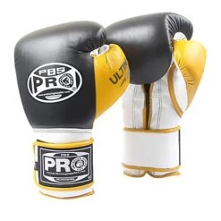 Pro Boxing Supplies Pro Boxing® Ultimate Hook And Loop Boxing Gloves – Black/Yellow