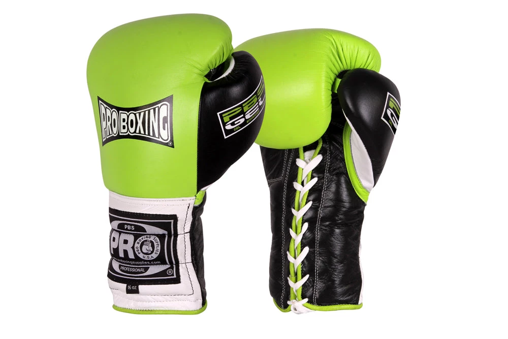 Pro Boxing Supplies Pro Boxing® Series Gel Lace Gloves - Green/Black 1 Pro Boxing Supplies Pro Boxing® Series Gel Lace Gloves - Green/Black