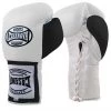 Pro Boxing Supplies Casanova Boxing® Professional Lace Up Training Gloves - White W/ Black Thumb And Wrist