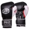 Pro Boxing Supplies Pro Boxing® Series Gel Hook And Loop Gloves - Black/White/Red With White Thumb