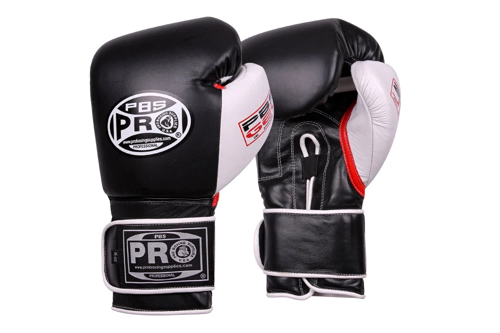 Pro Boxing Supplies Pro Boxing® Series Gel Hook And Loop Gloves - Black/White/Red With White Thumb 1 Pro Boxing Supplies Pro Boxing® Series Gel Hook And Loop Gloves - Black/White/Red With White Thumb