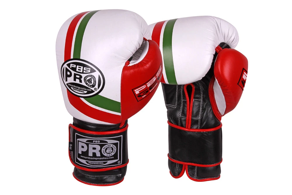 Pro Boxing Supplies Pro Boxing® Series Gel Hook And Loop Gloves - Red/ White/Green 1 Pro Boxing Supplies Pro Boxing® Series Gel Hook And Loop Gloves - Red/ White/Green