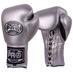 Pro Boxing Supplies Pro Boxing® Series Classic Lace-Up Gloves - Silver