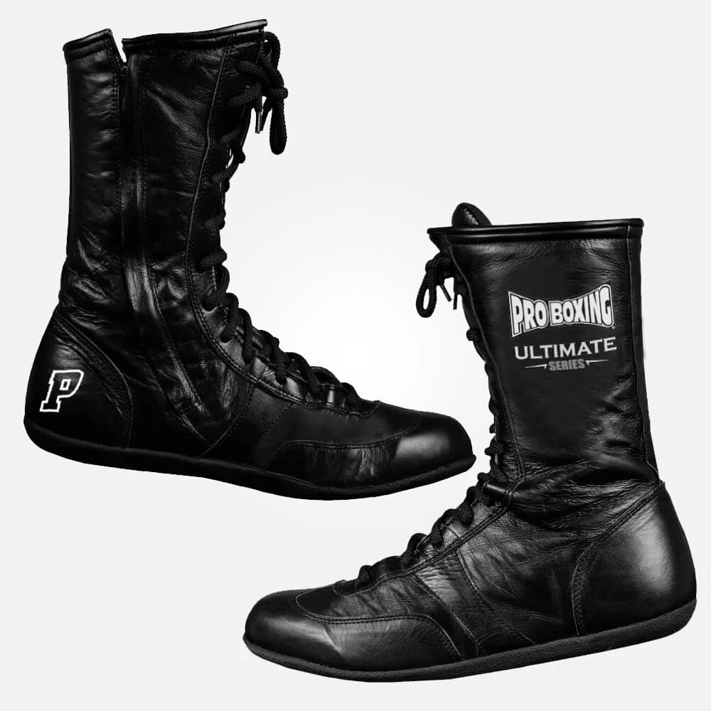 Pro Boxing Supplies Apparel Pro Boxing® High Top Leather Shoes - Black 1 Pro Boxing Supplies Apparel Pro Boxing® High Top Leather Shoes - Black