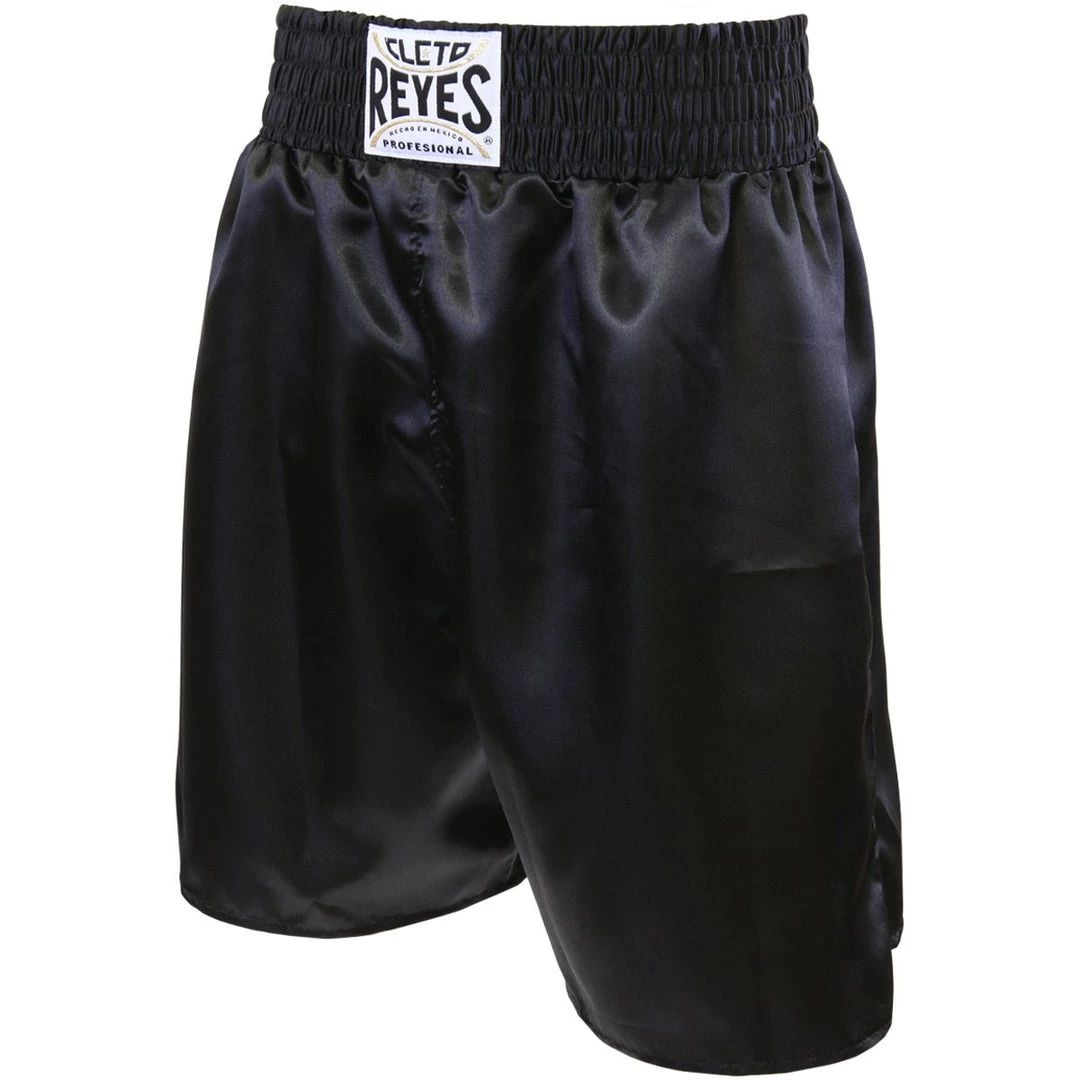 Pro Boxing Supplies Cleto Reyes Satin Classic Boxing Trunks - All Black Apparel 1 Pro Boxing Supplies Cleto Reyes Satin Classic Boxing Trunks - All Black Apparel