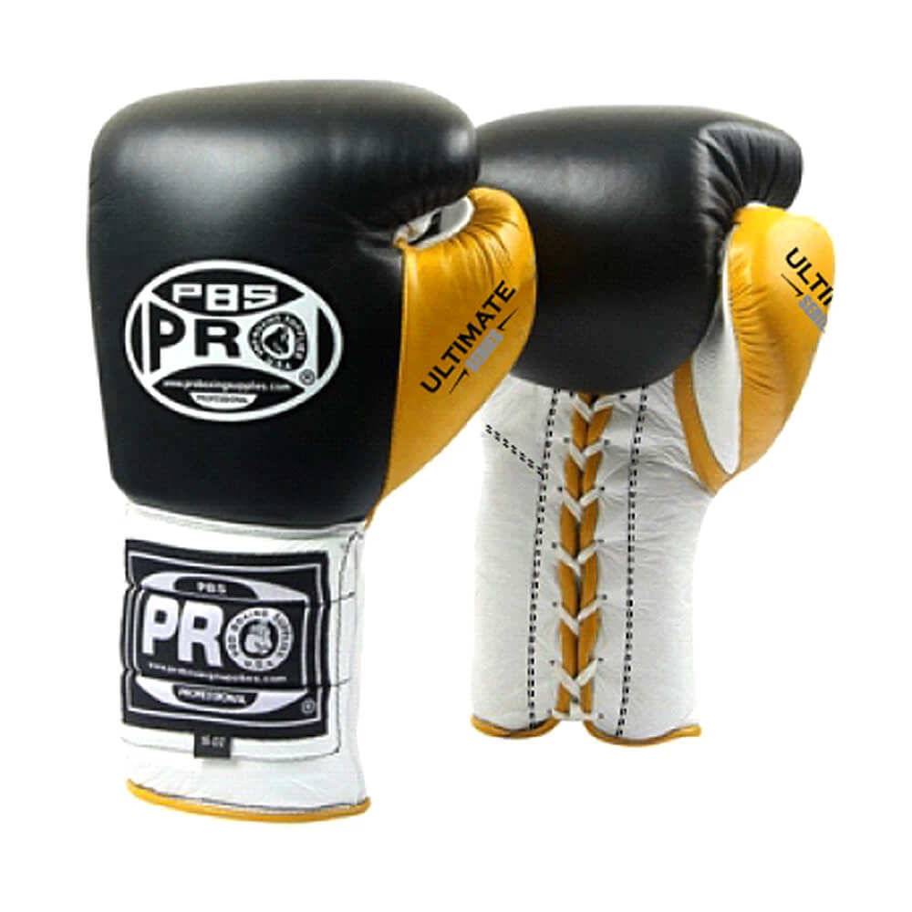 Pro Boxing Supplies Pro Boxing® Ultimate Lace-Up Boxing Gloves – Black/Yellow 1 Pro Boxing Supplies Pro Boxing® Ultimate Lace-Up Boxing Gloves – Black/Yellow