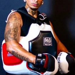 Pro Boxing Supplies Pro Boxing® Mesh Vent Professional Focus Curve Mitt - Black/White Mesh Trim Punch Mitts