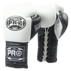 Pro Boxing Supplies Pro Boxing® Series Gel Lace Gloves - White/Black With Black Thumb