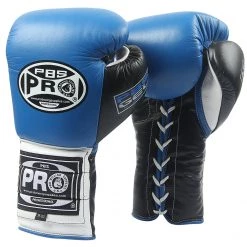 Pro Boxing Supplies Pro Boxing® Series Gel Lace Gloves - Blue/Black With Black Thumb