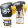 Pro Boxing Supplies Pro Boxing® Series Gel Hook And Loop Gloves - Black/White With Yellow Thumb