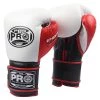 Pro Boxing Supplies Pro Boxing® Series Gel Hook And Loop Gloves - PBG White/Black With Red Thumb