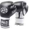 Pro Boxing Supplies Pro Boxing® Series Gel Hook And Loop Gloves - Black/White With Black Thumb