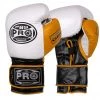 Pro Boxing Supplies Pro Boxing® Series Gel Hook And Loop Gloves - PBG White/Black With Yellow Thumb