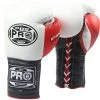 Pro Boxing Supplies Pro Boxing® Series Gel Lace Gloves - White/Black With Red Thumb