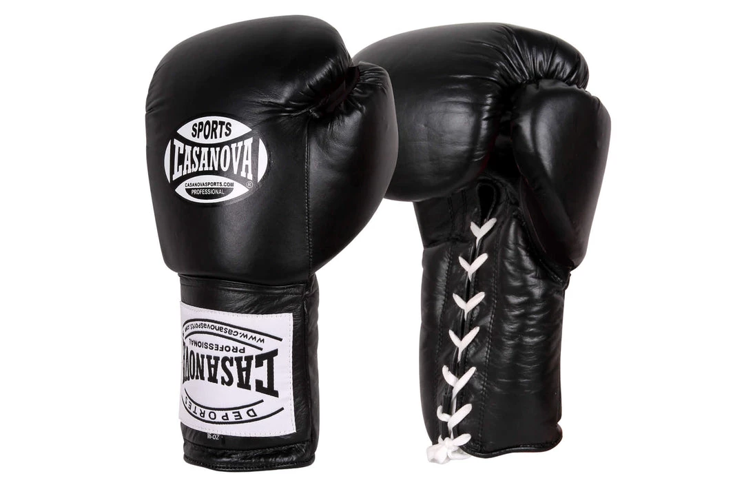 Pro Boxing Supplies Casanova Boxing® Professional Lace Up Training Gloves - Black 1 Pro Boxing Supplies Casanova Boxing® Professional Lace Up Training Gloves - Black