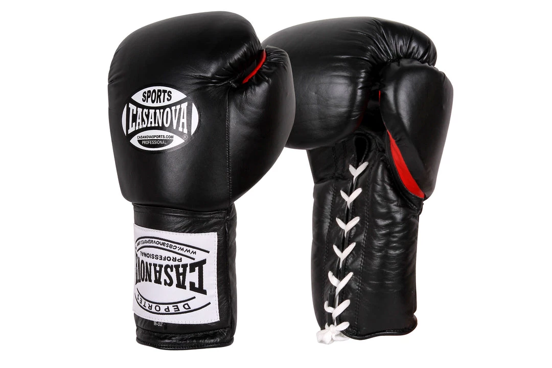 Pro Boxing Supplies Casanova Boxing® Professional Lace Up Training Gloves - Black 2 Pro Boxing Supplies Casanova Boxing® Professional Lace Up Training Gloves - Black