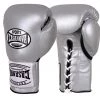 Pro Boxing Supplies Casanova Boxing® Professional Lace Up Official Fight Gloves - Silver